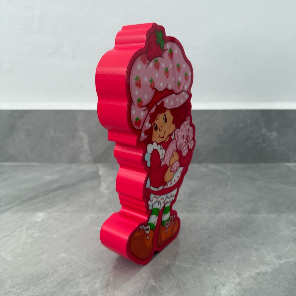 Strawberry Shortcake Cat Wooden Lacquer Figure Wall Hanging Table Home Decor - Picture 4 of 13